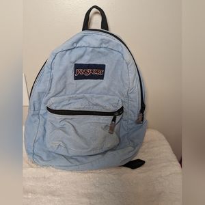 Vintage Jansport Blue Corduroy Unisex Adult Zipper Book Bag Backpack 90s Y2K